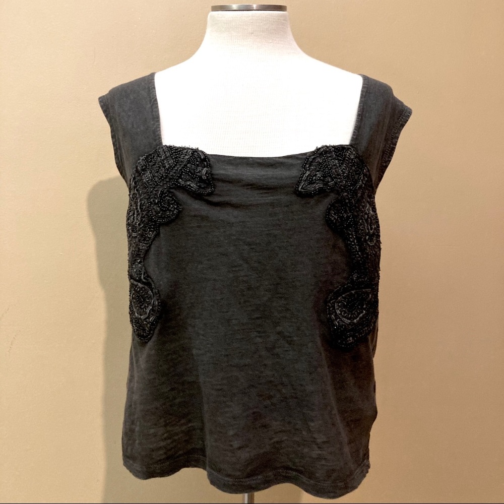 FREE PEOPLE NWOT black beaded backless top